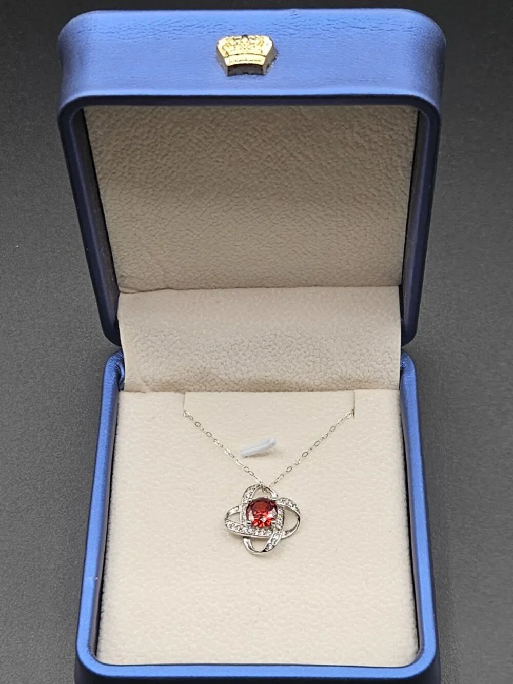 S925 Sterling Silver Red CZ 20in Adjustable Necklace